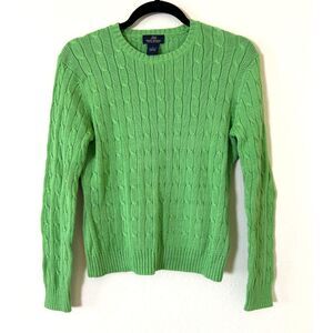 Brooks‎ Brothers Cable Knit Sweater Green Women's S Preppy classic spring
